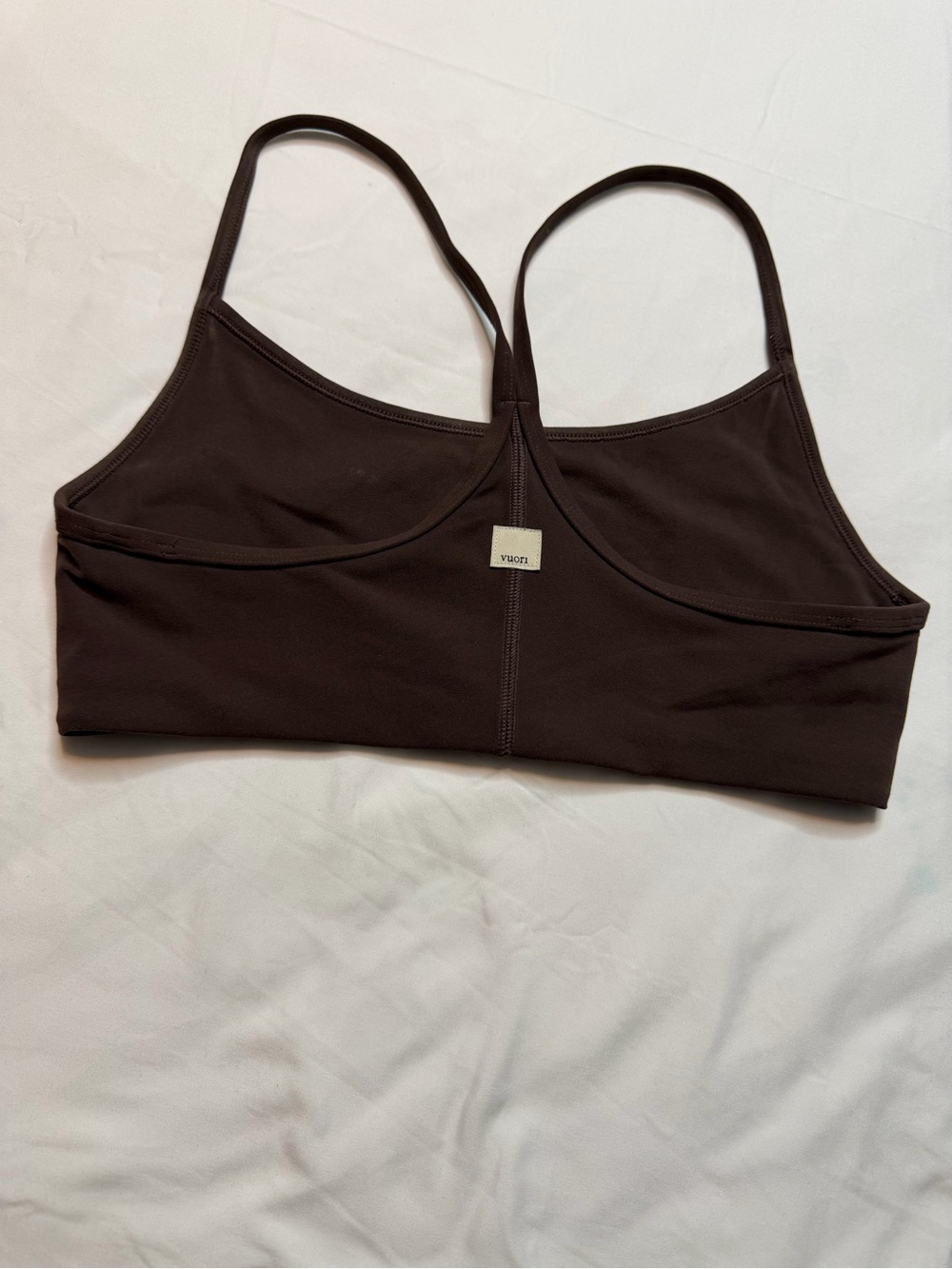 Vuori Low-Impact Crop Bralette in Brown